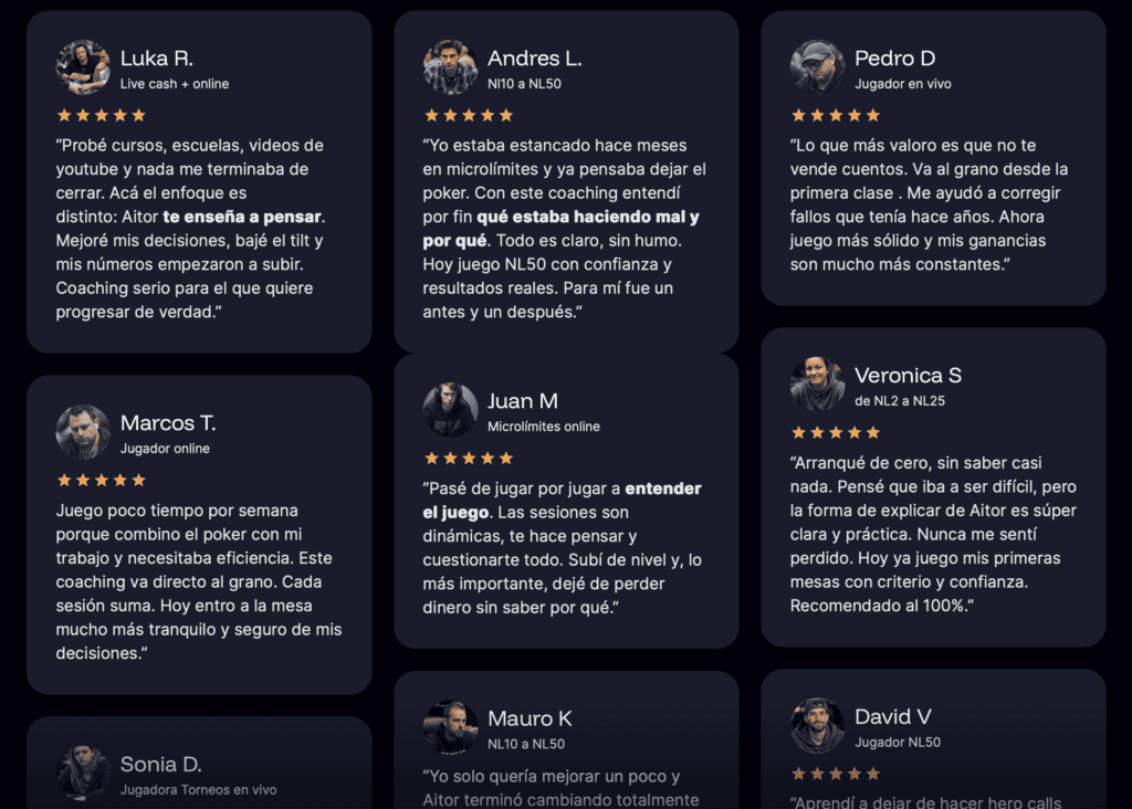 opiniones alumnos coach poker escuela
